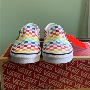 Rainbow Checkered Vans Slip-On
